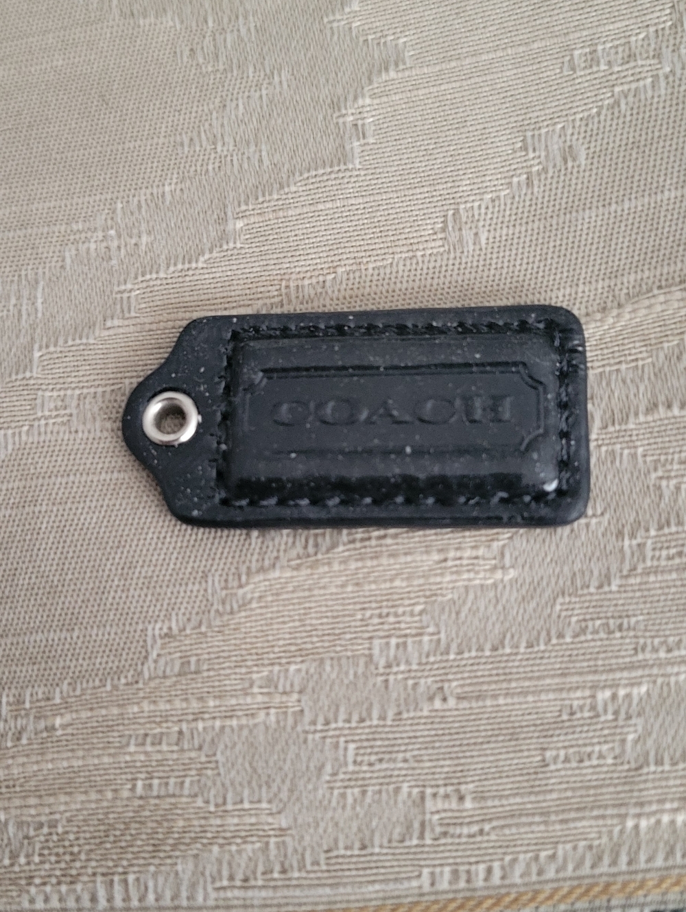 Coach Reversible Black/Silver Leather Hang Tag